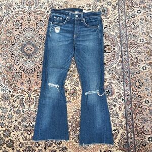 Rag & Bone Dark Blue Distressed Flare Jeans - Women